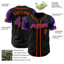 Load image into Gallery viewer, Custom Black Purple-Orange Authentic Two Tone Baseball Jersey
