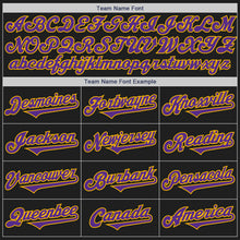 Load image into Gallery viewer, Custom Black Purple-Gold Authentic Two Tone Baseball Jersey