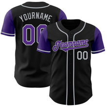 Load image into Gallery viewer, Custom Black Purple-Gray Authentic Two Tone Baseball Jersey