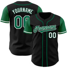 Load image into Gallery viewer, Custom Black Kelly Green-White Authentic Two Tone Baseball Jersey
