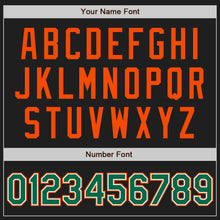 Load image into Gallery viewer, Custom Black Kelly Green-Orange Authentic Two Tone Baseball Jersey