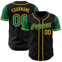 Load image into Gallery viewer, Custom Black Kelly Green-Gold Authentic Two Tone Baseball Jersey