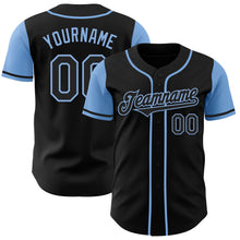 Load image into Gallery viewer, Custom Black Light Blue Authentic Two Tone Baseball Jersey