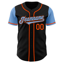 Load image into Gallery viewer, Custom Black Light Blue-Orange Authentic Two Tone Baseball Jersey