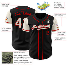 Load image into Gallery viewer, Custom Black Cream-Red Authentic Two Tone Baseball Jersey