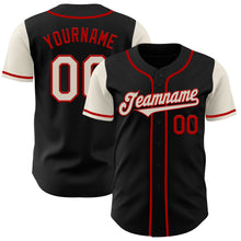Load image into Gallery viewer, Custom Black Cream-Red Authentic Two Tone Baseball Jersey