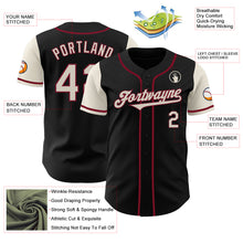 Load image into Gallery viewer, Custom Black Cream-Crimson Authentic Two Tone Baseball Jersey