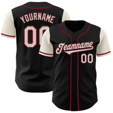 Load image into Gallery viewer, Custom Black Cream-Crimson Authentic Two Tone Baseball Jersey
