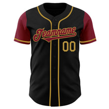 Load image into Gallery viewer, Custom Black Crimson-Old Gold Authentic Two Tone Baseball Jersey