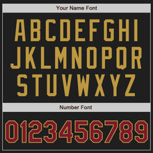 Load image into Gallery viewer, Custom Black Crimson-Old Gold Authentic Two Tone Baseball Jersey