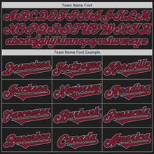 Load image into Gallery viewer, Custom Black Crimson-Gray Authentic Two Tone Baseball Jersey