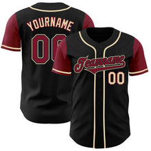 Load image into Gallery viewer, Custom Black Crimson-Cream Authentic Two Tone Baseball Jersey