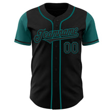 Load image into Gallery viewer, Custom Black Teal Authentic Two Tone Baseball Jersey