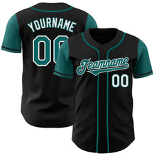 Load image into Gallery viewer, Custom Black Teal-White Authentic Two Tone Baseball Jersey