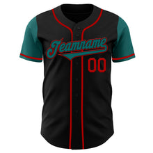 Load image into Gallery viewer, Custom Black Teal-Red Authentic Two Tone Baseball Jersey