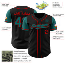 Load image into Gallery viewer, Custom Black Teal-Red Authentic Two Tone Baseball Jersey