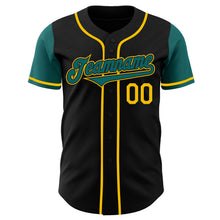 Load image into Gallery viewer, Custom Black Teal-Yellow Authentic Two Tone Baseball Jersey