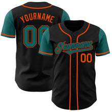 Load image into Gallery viewer, Custom Black Teal-Orange Authentic Two Tone Baseball Jersey