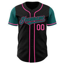 Load image into Gallery viewer, Custom Black Teal-Pink Authentic Two Tone Baseball Jersey