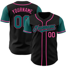 Load image into Gallery viewer, Custom Black Teal-Pink Authentic Two Tone Baseball Jersey