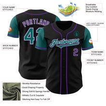 Load image into Gallery viewer, Custom Black Teal-Purple Authentic Two Tone Baseball Jersey