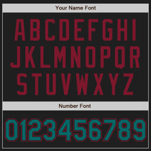 Load image into Gallery viewer, Custom Black Teal-Crimson Authentic Two Tone Baseball Jersey