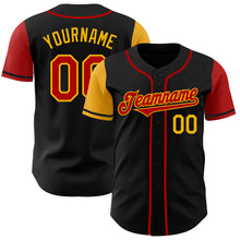 Load image into Gallery viewer, Custom Black Red-Gold Authentic Two Tone Baseball Jersey