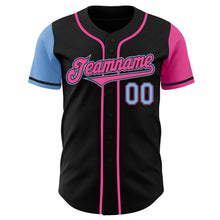 Load image into Gallery viewer, Custom Black Light Blue-Pink Authentic Two Tone Baseball Jersey