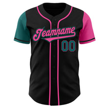 Load image into Gallery viewer, Custom Black Teal-Pink Authentic Two Tone Baseball Jersey