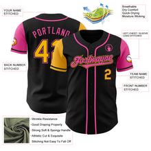 Load image into Gallery viewer, Custom Black Gold-Pink Authentic Two Tone Baseball Jersey