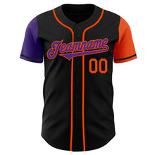 Load image into Gallery viewer, Custom Black Purple-Orange Authentic Two Tone Baseball Jersey