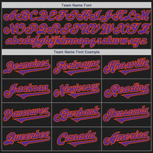 Load image into Gallery viewer, Custom Black Purple-Orange Authentic Two Tone Baseball Jersey