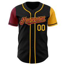 Load image into Gallery viewer, Custom Black Crimson-Gold Authentic Two Tone Baseball Jersey