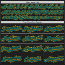 Load image into Gallery viewer, Custom Black Teal-Gold Authentic Two Tone Baseball Jersey