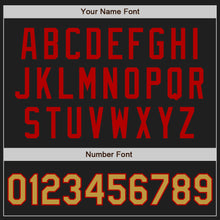 Load image into Gallery viewer, Custom Black Old Gold-Red Authentic Two Tone Baseball Jersey