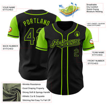 Load image into Gallery viewer, Custom Black Neon Green Authentic Two Tone Baseball Jersey