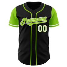 Load image into Gallery viewer, Custom Black Neon Green-White Authentic Two Tone Baseball Jersey