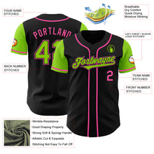 Load image into Gallery viewer, Custom Black Neon Green-Pink Authentic Two Tone Baseball Jersey