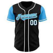 Load image into Gallery viewer, Custom Black Sky Blue-White Authentic Two Tone Baseball Jersey