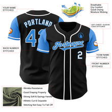 Load image into Gallery viewer, Custom Black Electric Blue-White Authentic Two Tone Baseball Jersey