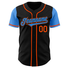 Load image into Gallery viewer, Custom Black Electric Blue-Orange Authentic Two Tone Baseball Jersey