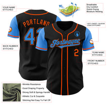 Load image into Gallery viewer, Custom Black Electric Blue-Orange Authentic Two Tone Baseball Jersey