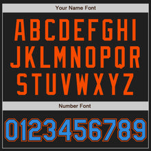 Load image into Gallery viewer, Custom Black Electric Blue-Orange Authentic Two Tone Baseball Jersey