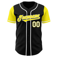 Load image into Gallery viewer, Custom Black Light Yellow-White Authentic Two Tone Baseball Jersey