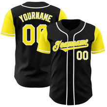 Load image into Gallery viewer, Custom Black Light Yellow-White Authentic Two Tone Baseball Jersey