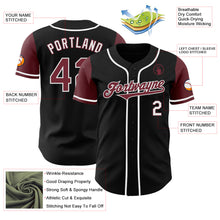 Load image into Gallery viewer, Custom Black Burgundy-White Authentic Two Tone Baseball Jersey