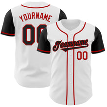 Load image into Gallery viewer, Custom White Black-Red Authentic Two Tone Baseball Jersey