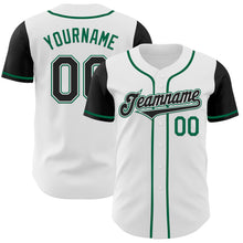 Load image into Gallery viewer, Custom White Black-Kelly Green Authentic Two Tone Baseball Jersey