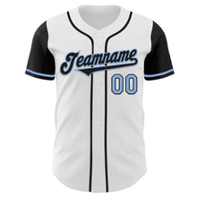 Load image into Gallery viewer, Custom White Black-Light Blue Authentic Two Tone Baseball Jersey