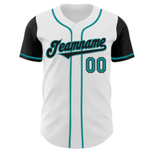 Load image into Gallery viewer, Custom White Black-Teal Authentic Two Tone Baseball Jersey